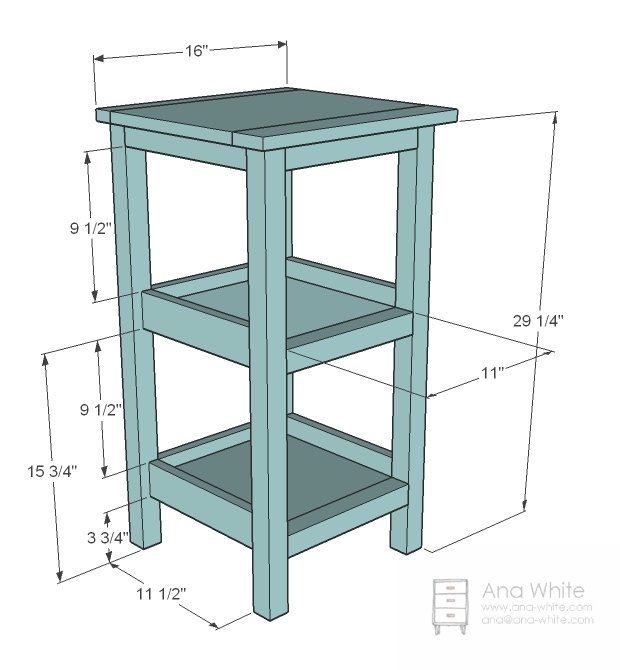Small Bath Storage Tower Built with 2x2s and 1x Boards dimension diagram 1