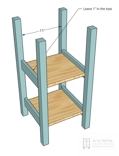 Small Bath Storage Tower Built with 2x2s and 1x Boards — step 2
