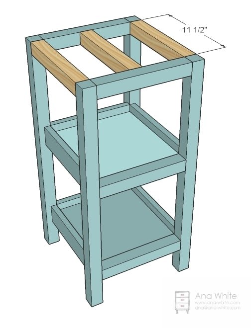 Small Bath Storage Tower Built with 2x2s and 1x Boards — step 5