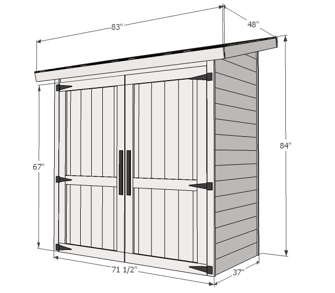 Small Cedar Shed dimension diagram 1