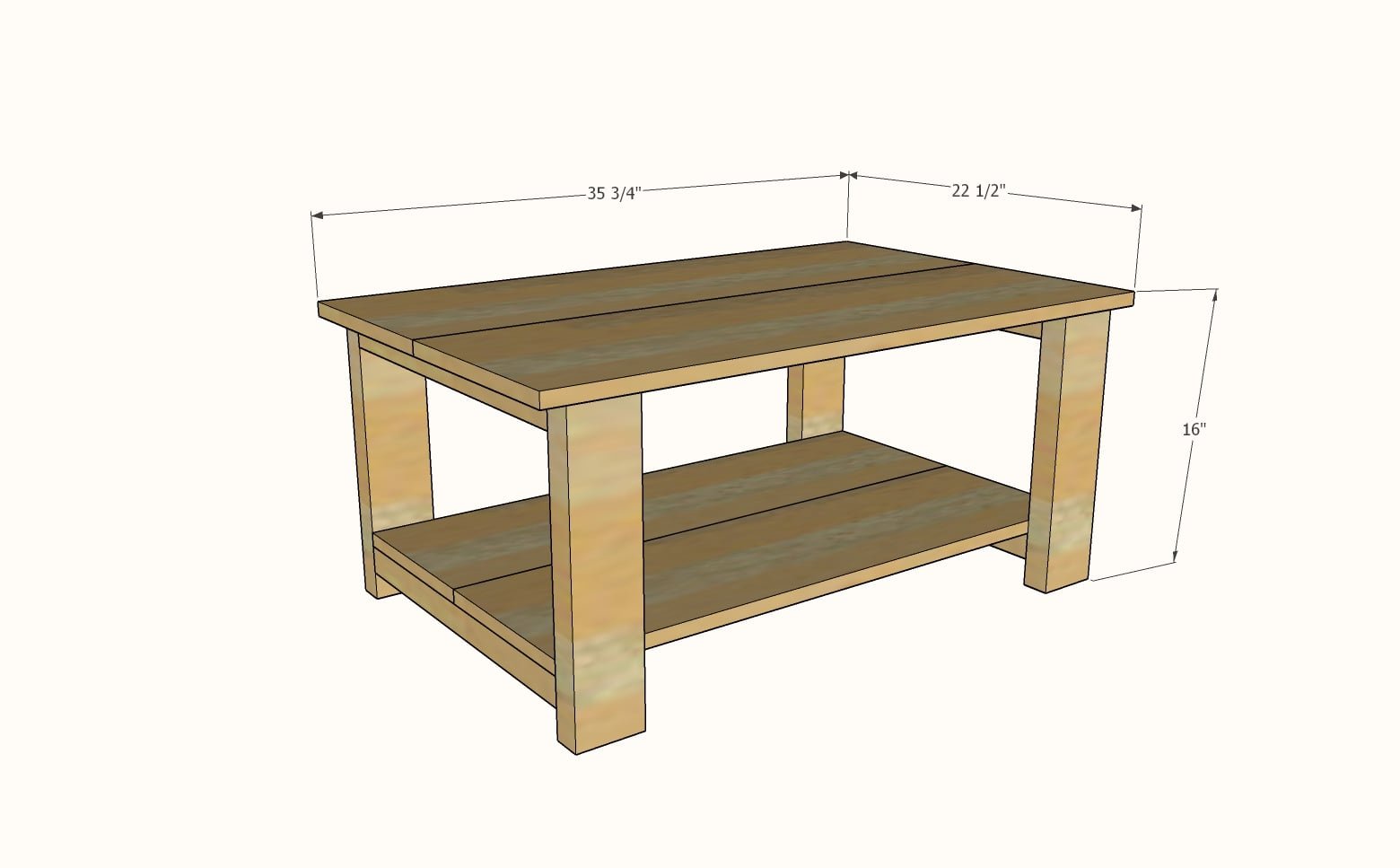 Small Coffee Table [Super Simple Collection] dimension diagram 1