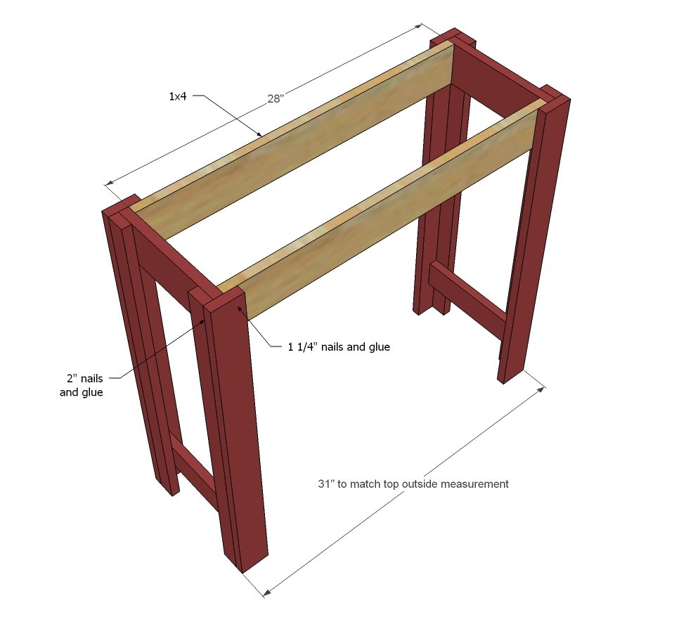 Small Console Table Made from 1x Whitewood Boards — step 3