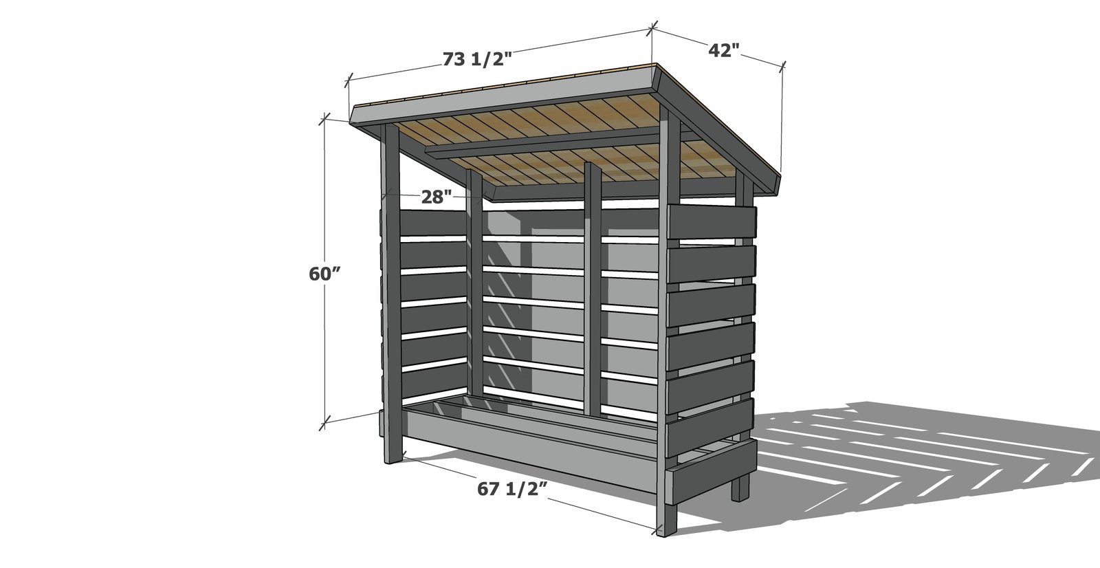 Small Firewood Shed dimension diagram 1