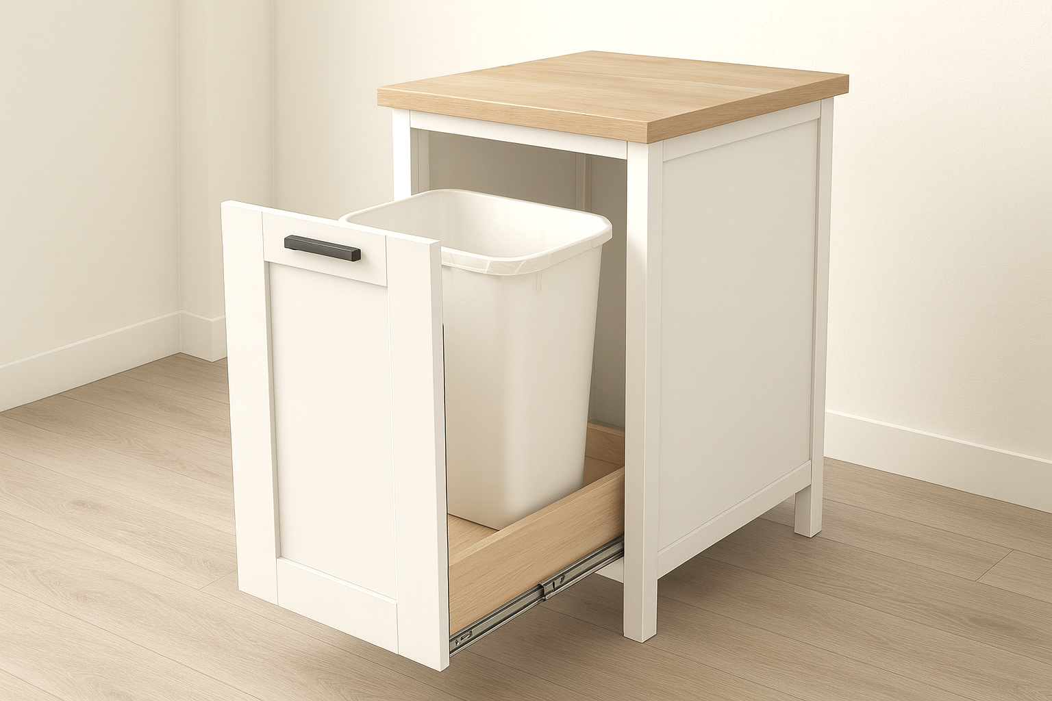 Small Kitchen Island with Slide Out Double Trash Cans