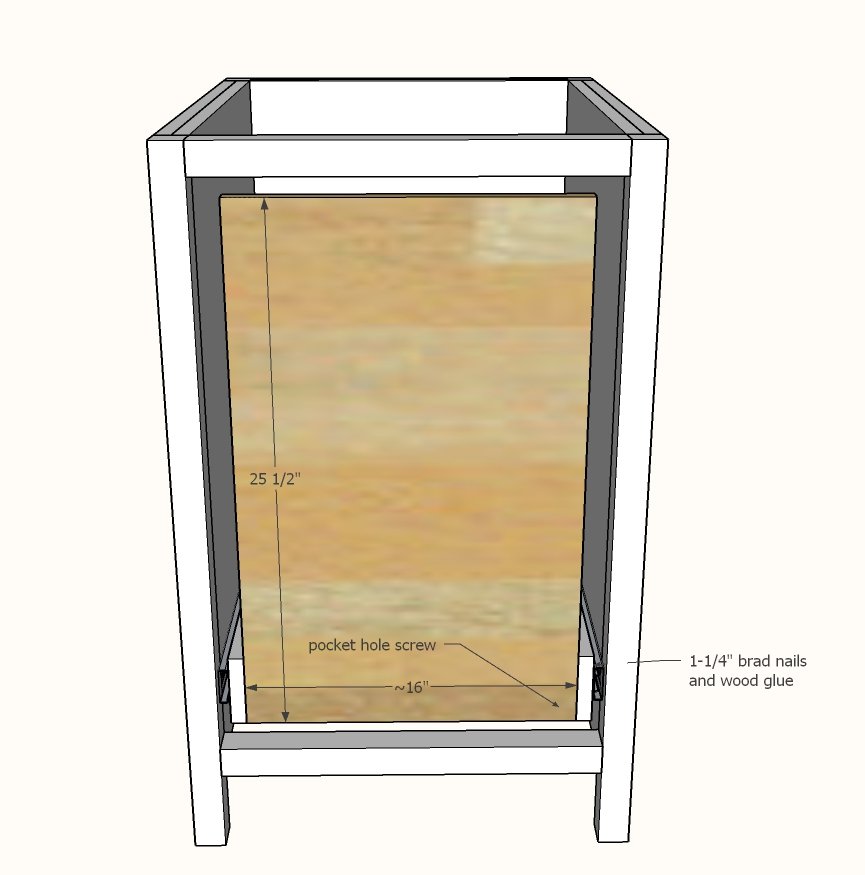 Small Kitchen Island with Slide Out Double Trash Cans — step 9