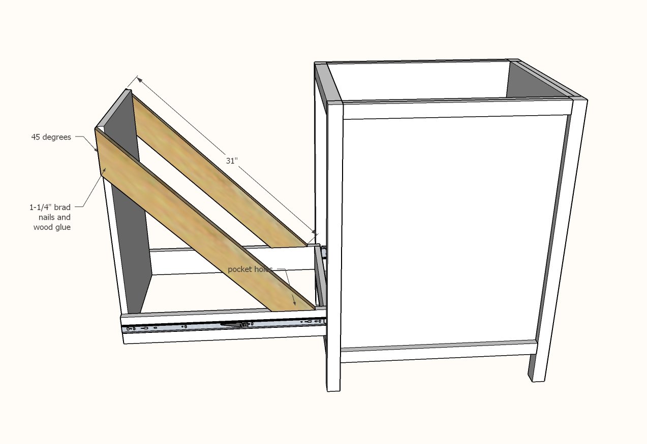 Small Kitchen Island with Slide Out Double Trash Cans — step 10