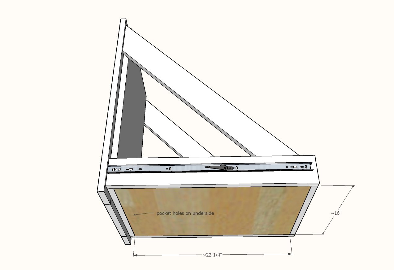 Small Kitchen Island with Slide Out Double Trash Cans — step 11