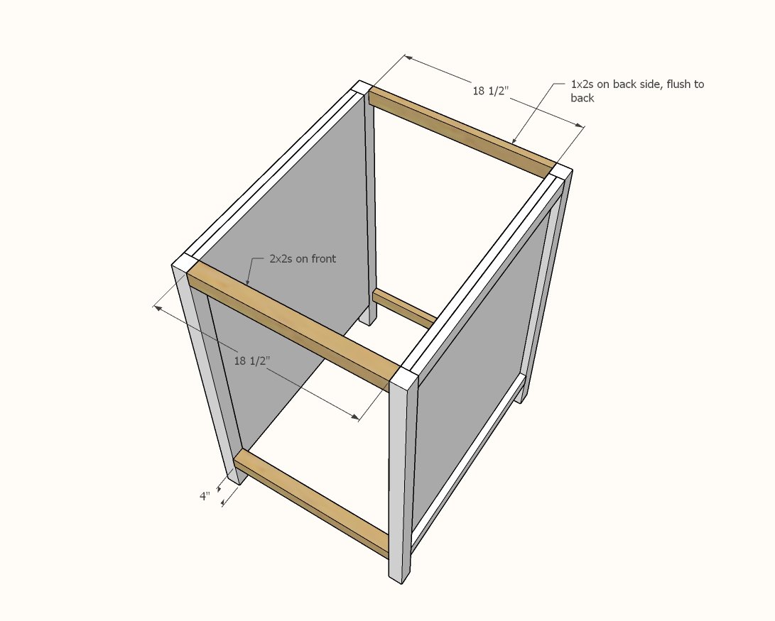 Small Kitchen Island with Slide Out Double Trash Cans — step 3