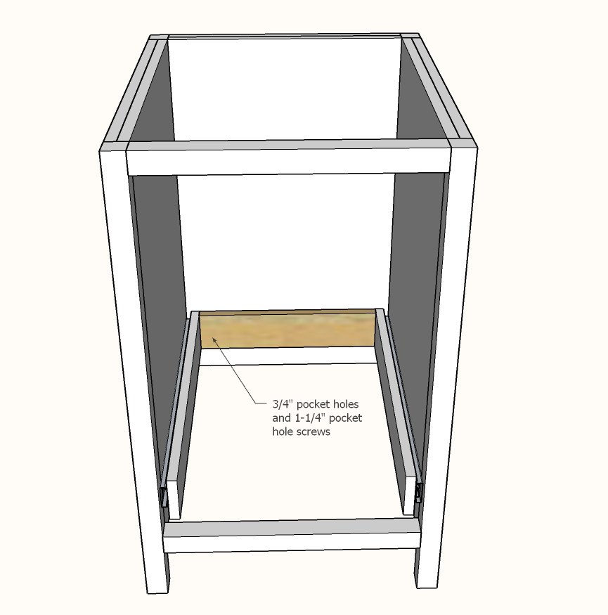 Small Kitchen Island with Slide Out Double Trash Cans — step 8