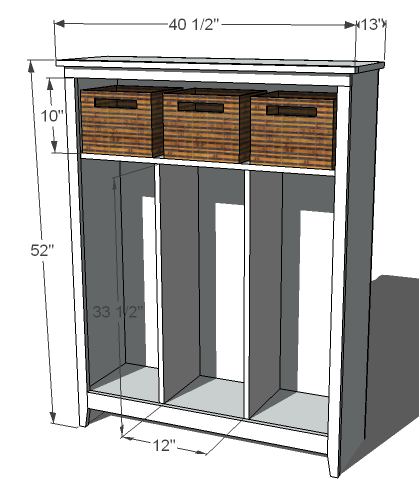 Small Locker Cabinet dimension diagram 1