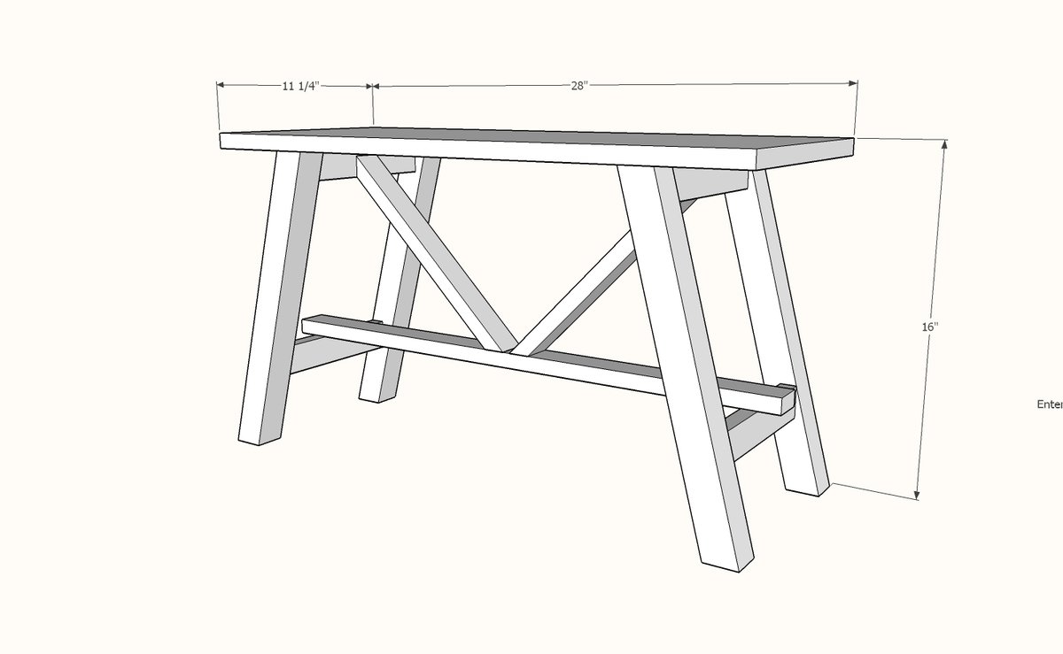 Small Rustic Bench dimension diagram 1