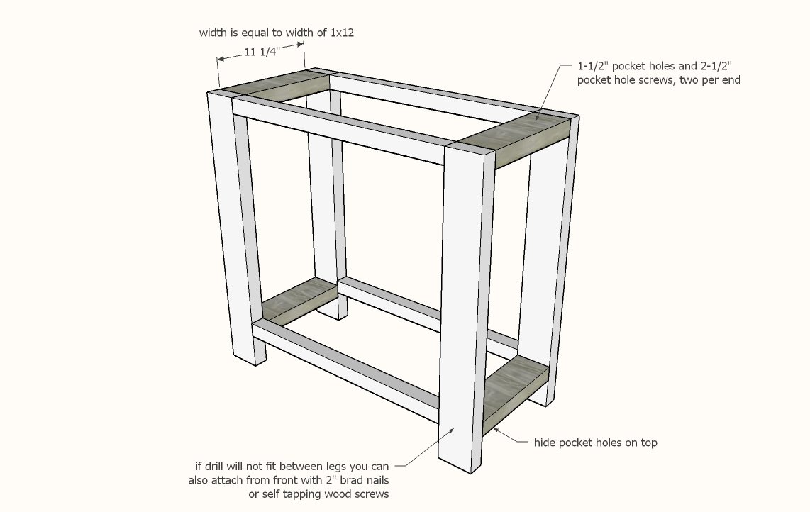 Small Rustic X Console — step 2