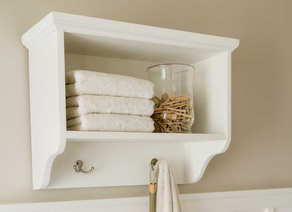 Small Wall Shelf with Hooks