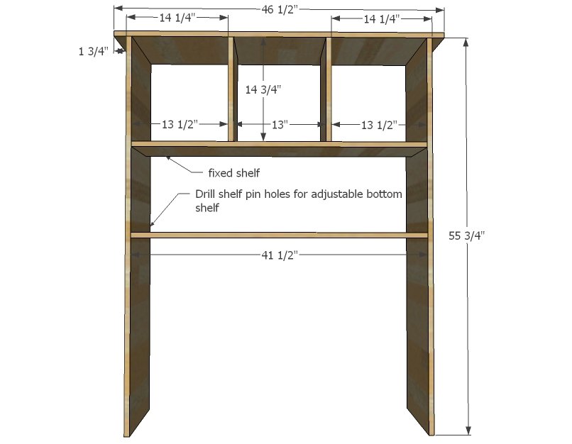 Smith Media Wall: Center Media Hutch — step 1