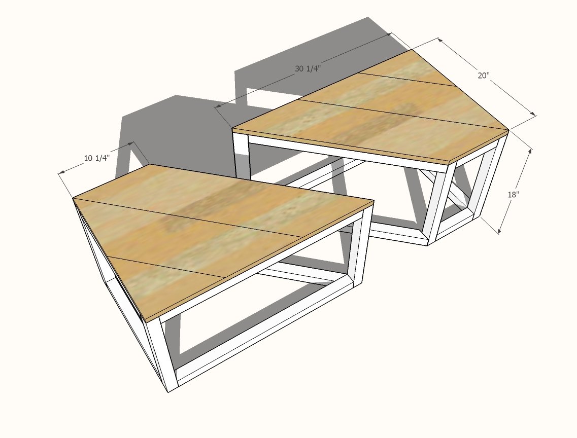 Split Industrial Coffee Table dimension diagram 1