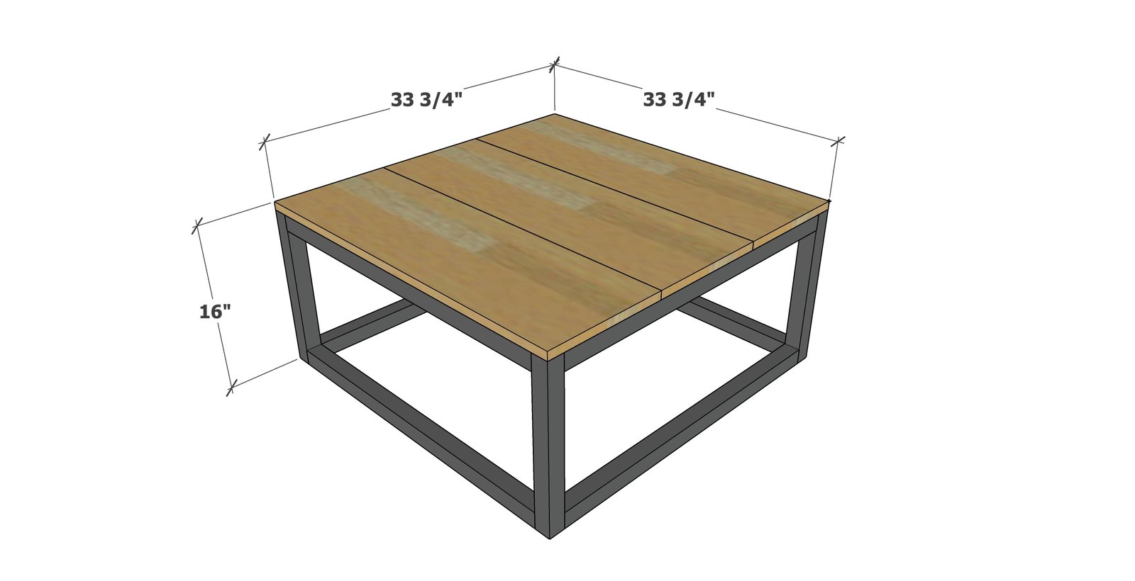 Square Box Frame Coffee Table dimension diagram 1