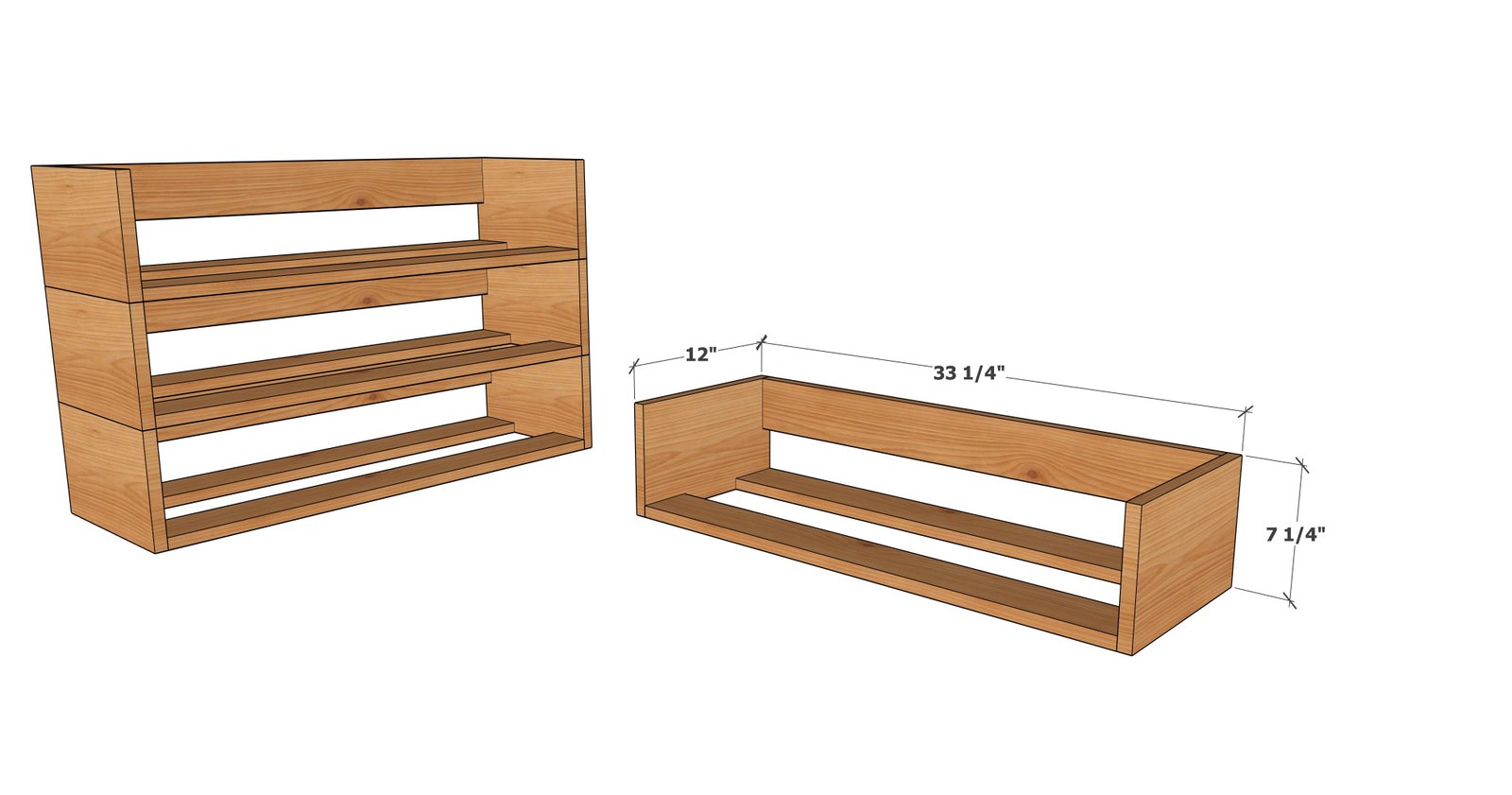Stackable 1x Board Shoe Rack dimension diagram 1