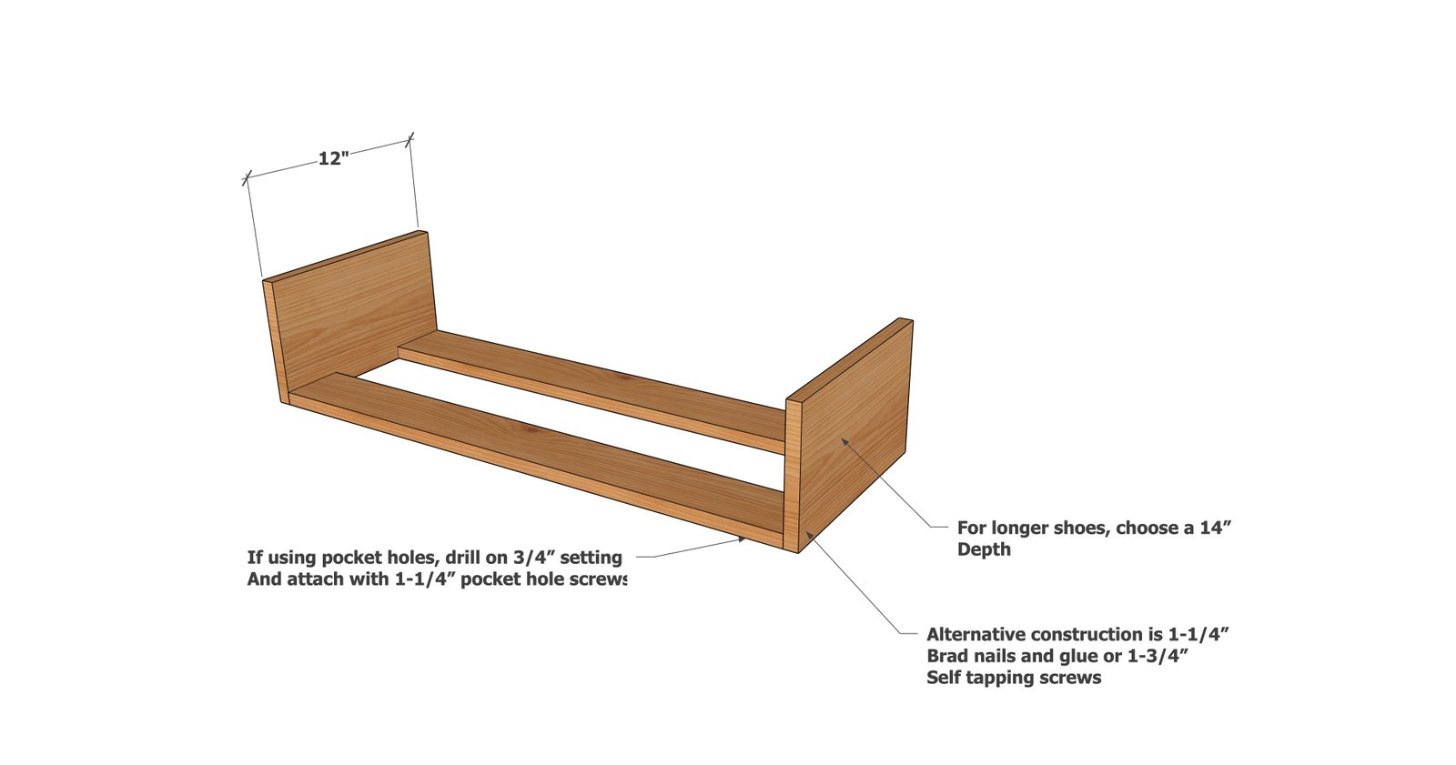 Stackable 1x Board Shoe Rack — step 1
