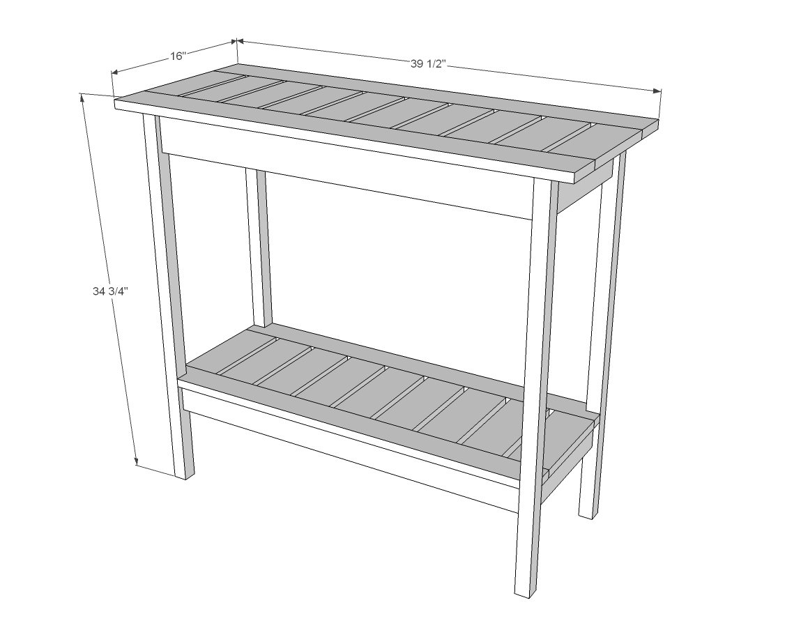 Stair Baluster Outdoor Console Table dimension diagram 1