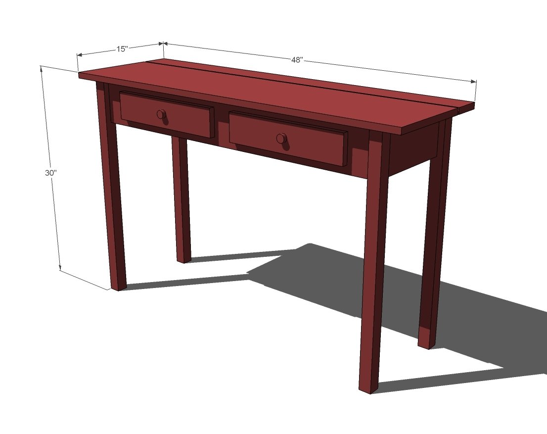 Stair Leg Flip Top Console Table dimension diagram 1