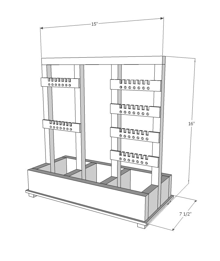 Standing Jewelry Holder dimension diagram 1