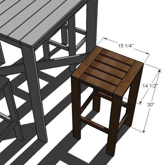 Stools for the Bar Table for the Simple Outdoor Collection dimension diagram 1