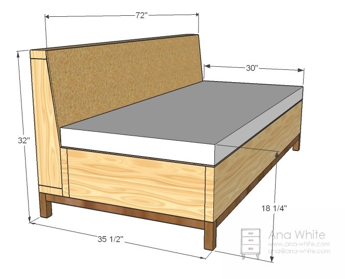 Storage Sofa dimension diagram 1