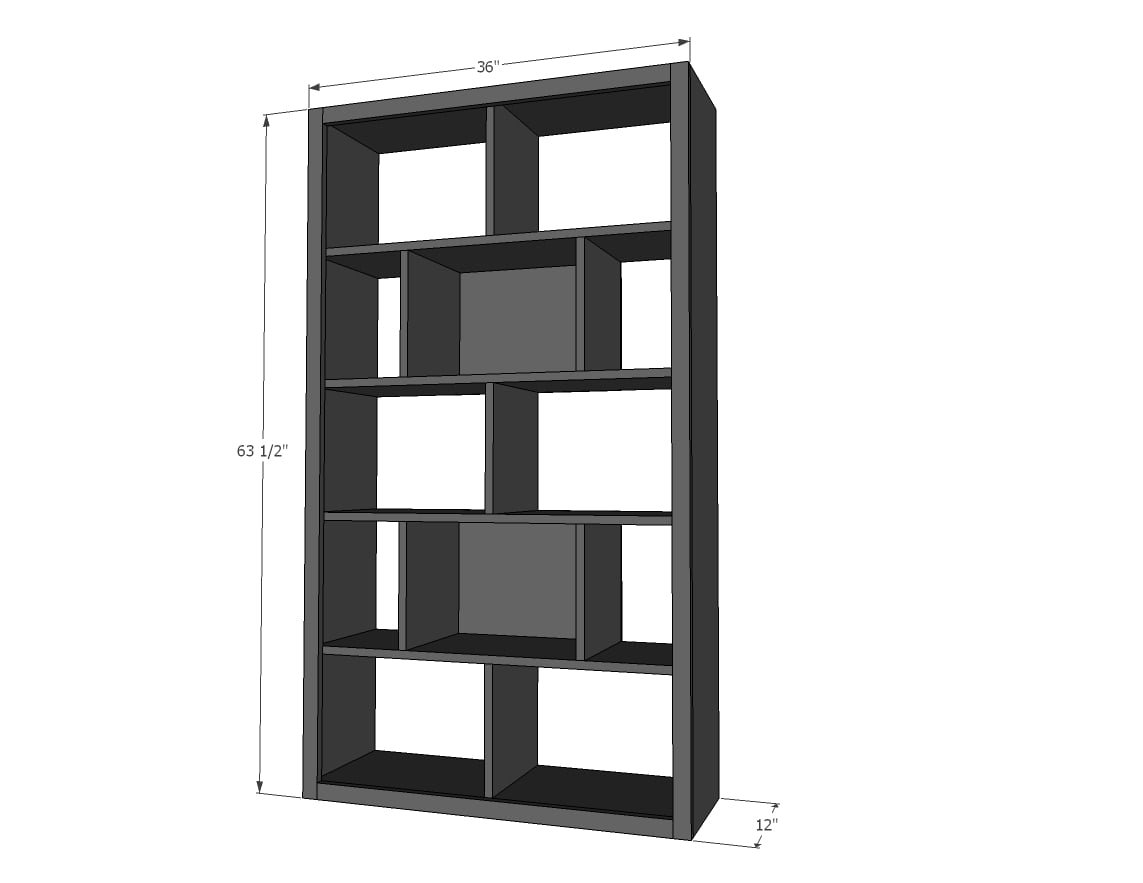 Subway Tile Bookcase dimension diagram 1