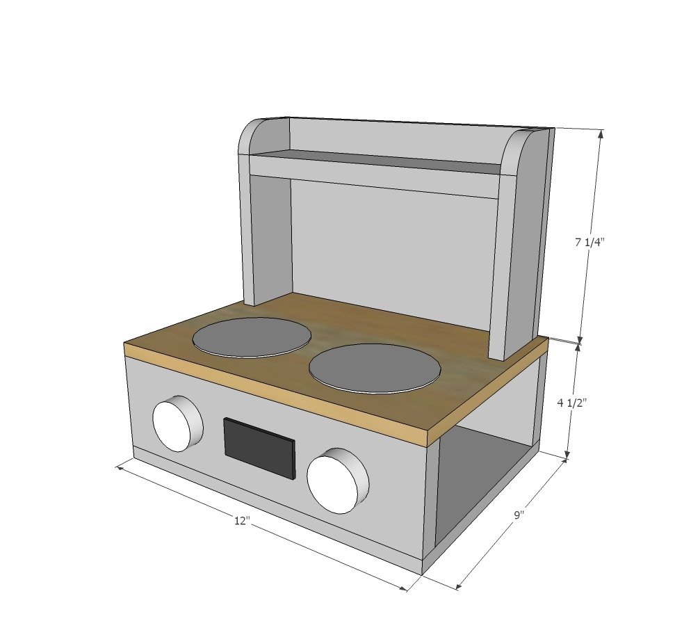 Tabletop Play Kitchen dimension diagram 1