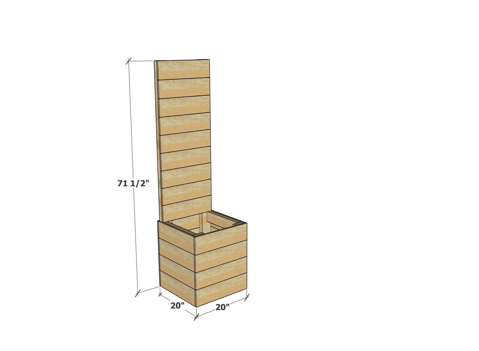 Tall Back Wooden Planter Box dimension diagram 1