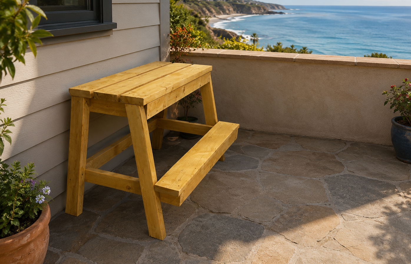 Tall Bench Seat with Footrest
