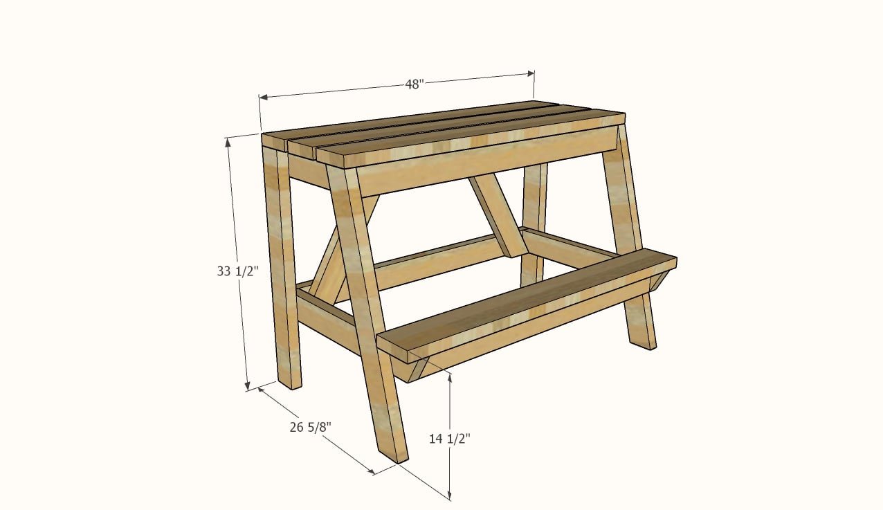 Tall Bench Seat with Footrest dimension diagram 1