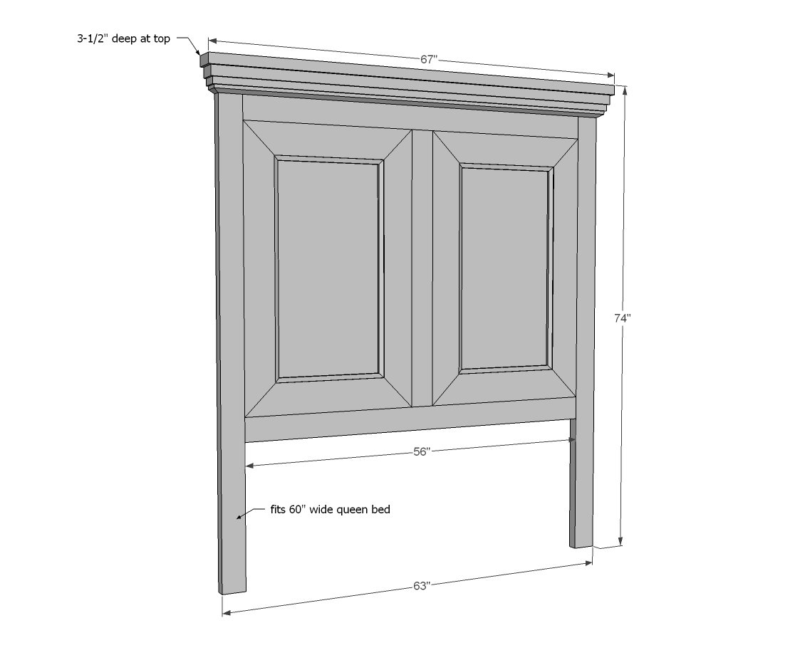 Tall Panel Headboard dimension diagram 1