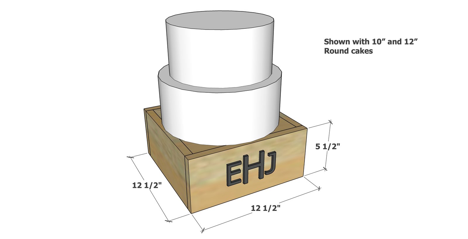 Tall Wood Cake Stand dimension diagram 1
