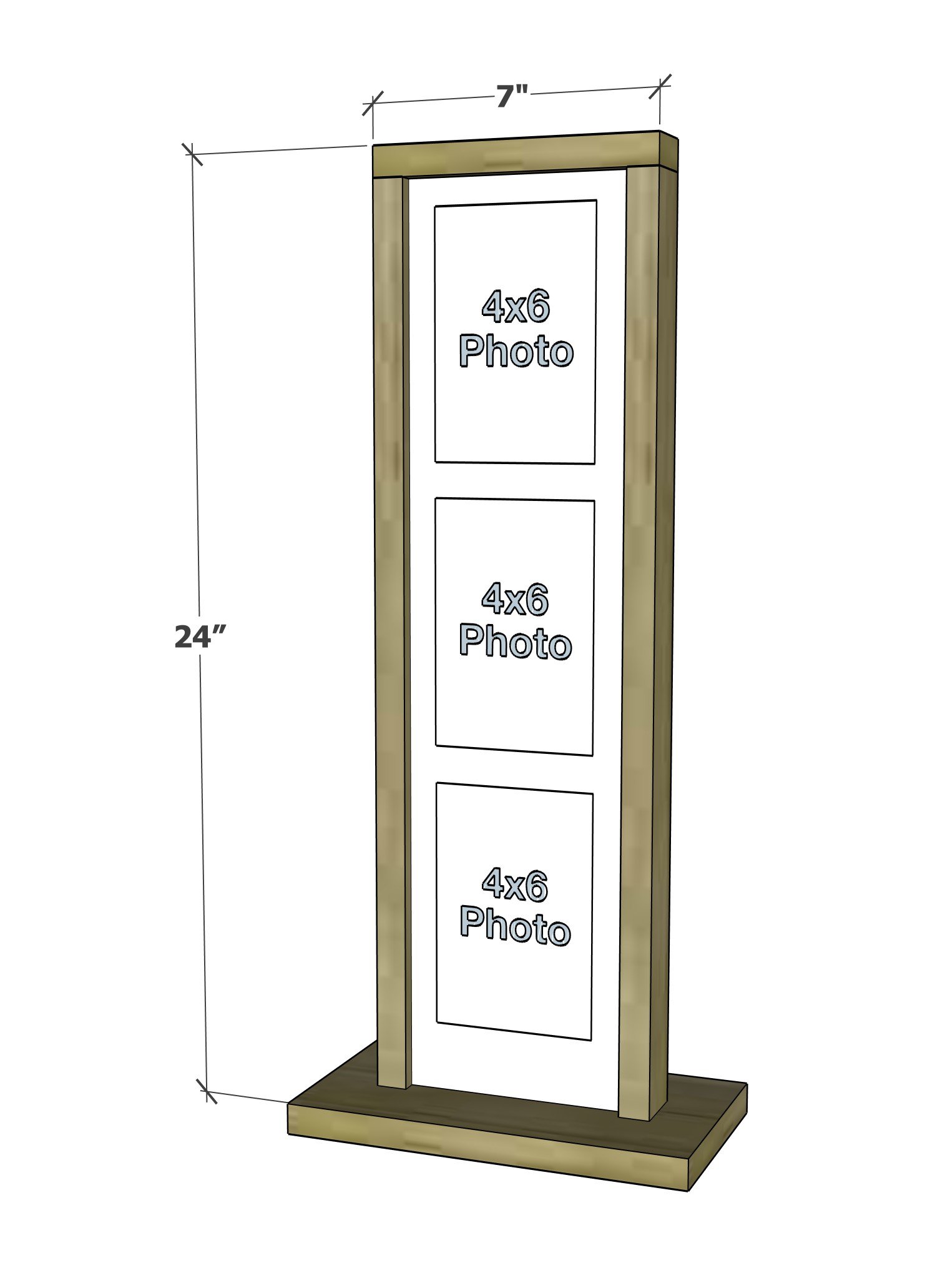 Tall Wood Photo Display dimension diagram 1
