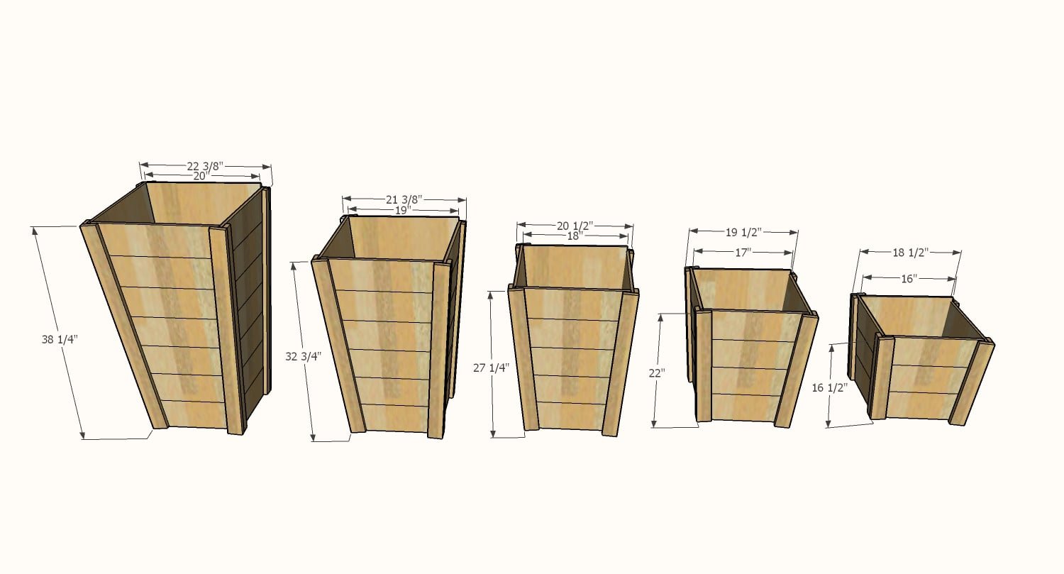 Tall Wood Planters dimension diagram 1