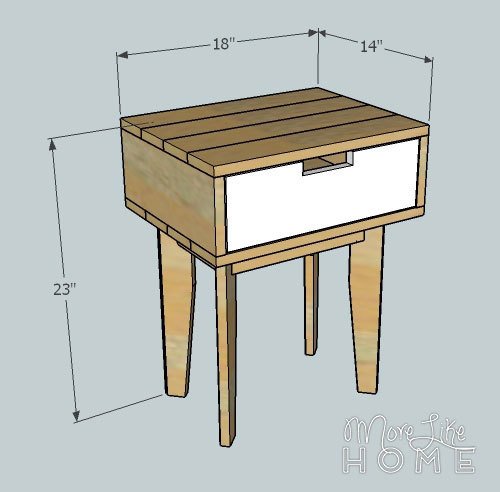 Tapered Leg Nightstand by More Like Home dimension diagram 1
