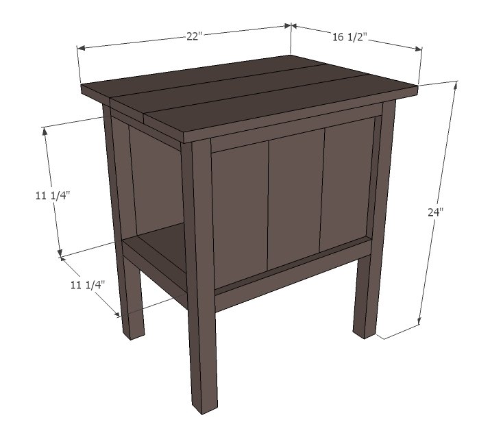 "Tidy Up" End Table dimension diagram 1