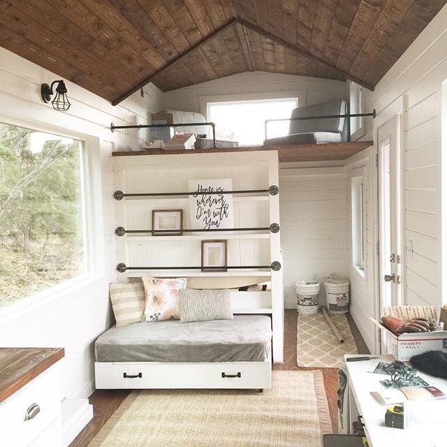 Tiny House Loft with Bedroom, Guest Bed, Storage and Shelving
