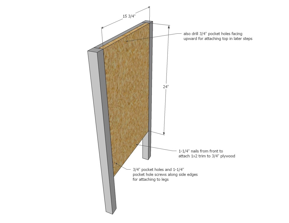 Tiny Kitchen Island Prep Cart with Trash — step 2