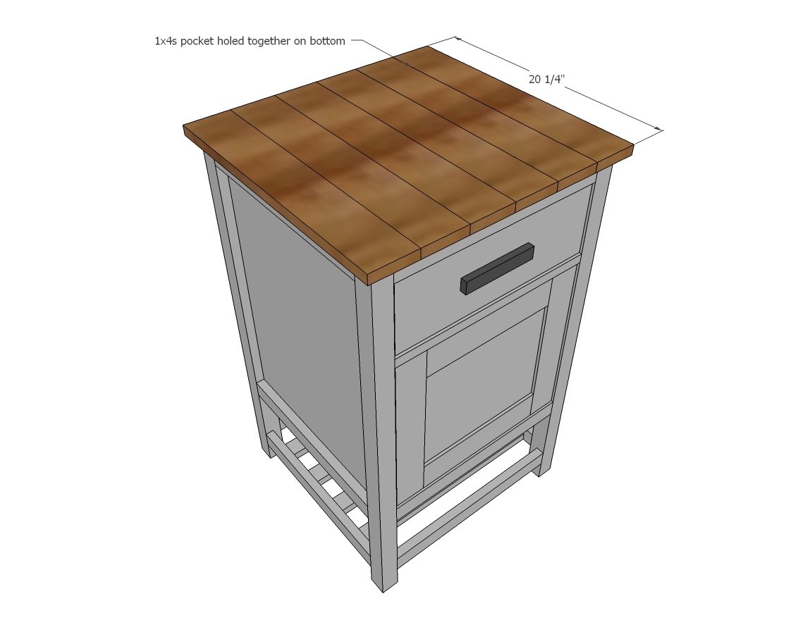 Tiny Kitchen Island Prep Cart with Trash — step 7