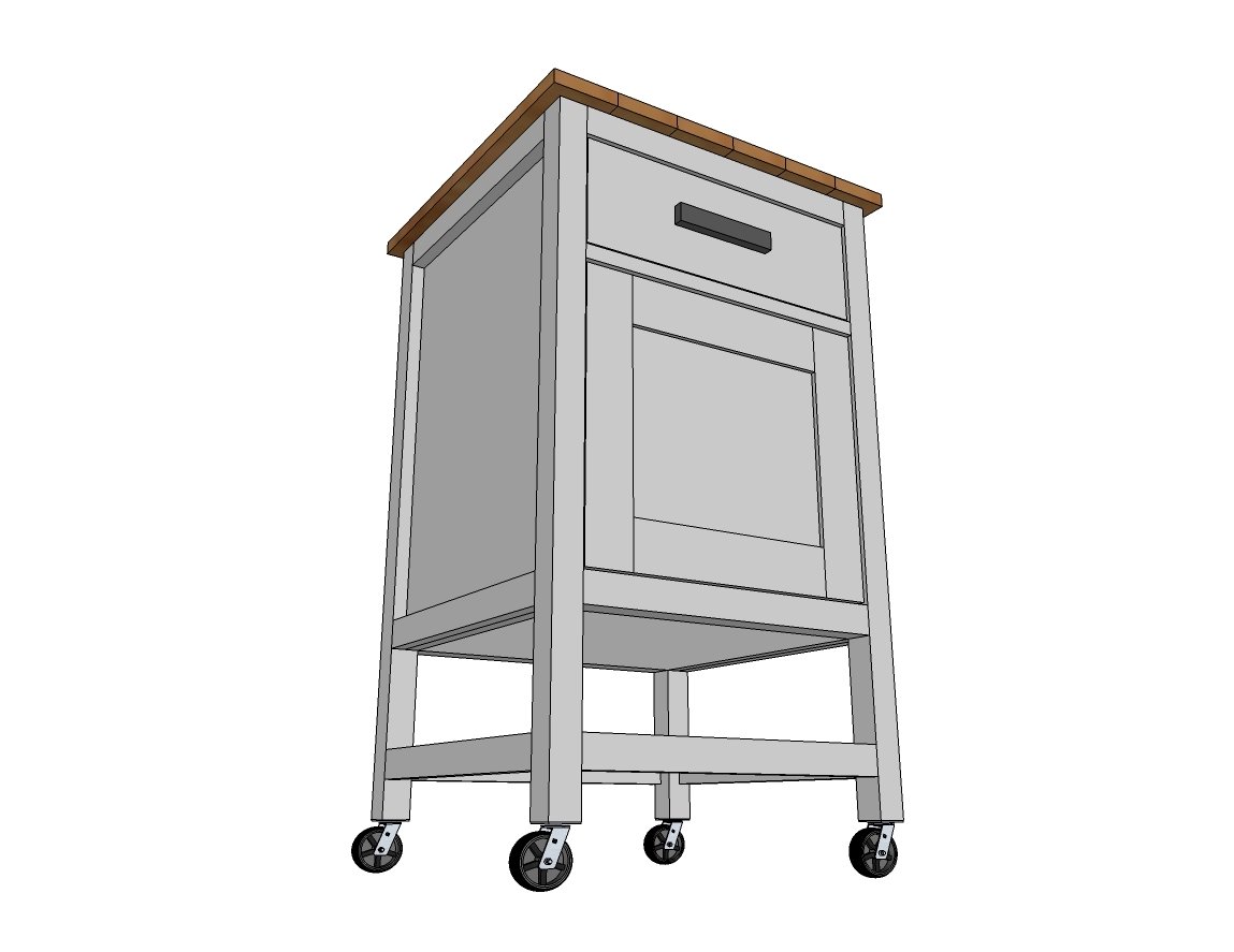 Tiny Kitchen Island Prep Cart with Trash — step 8