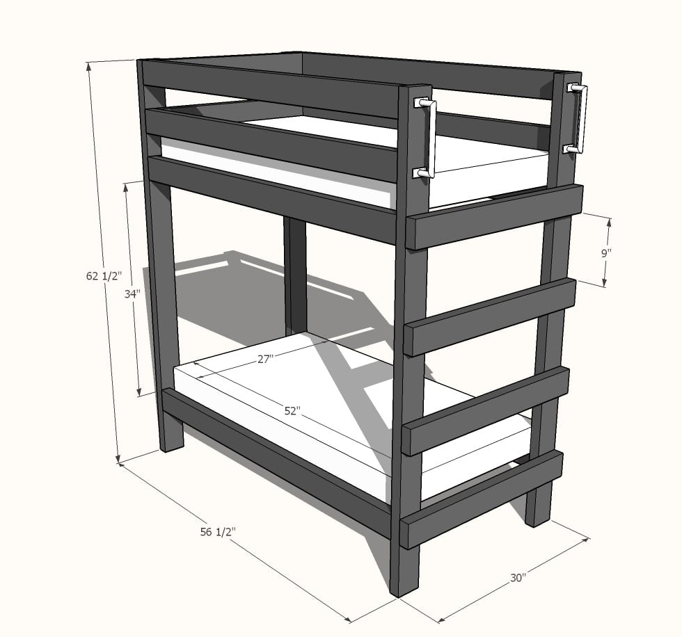 Toddler Bunk Beds dimension diagram 1