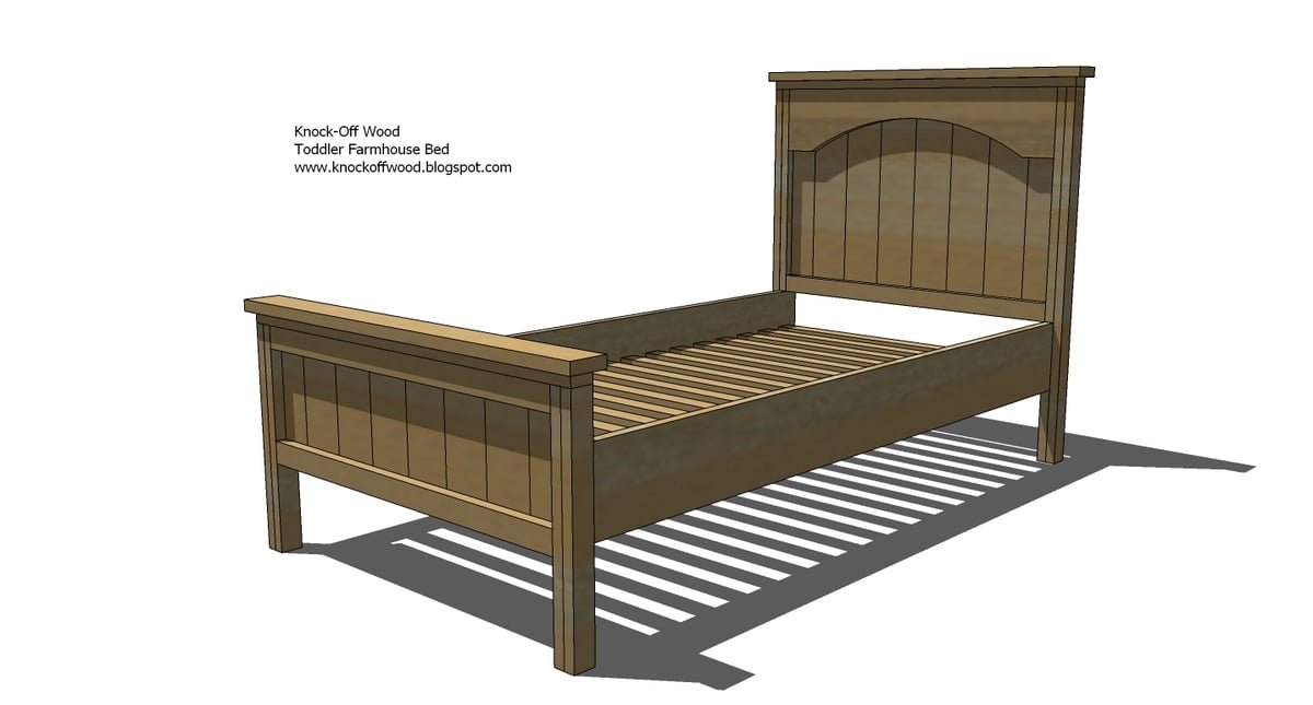 Toddler Farmhouse Bed Using Crib Mattress dimension diagram 1