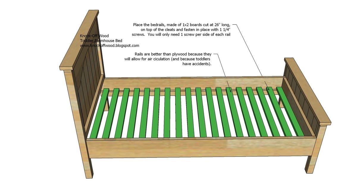 Toddler Farmhouse Bed Using Crib Mattress — step 14
