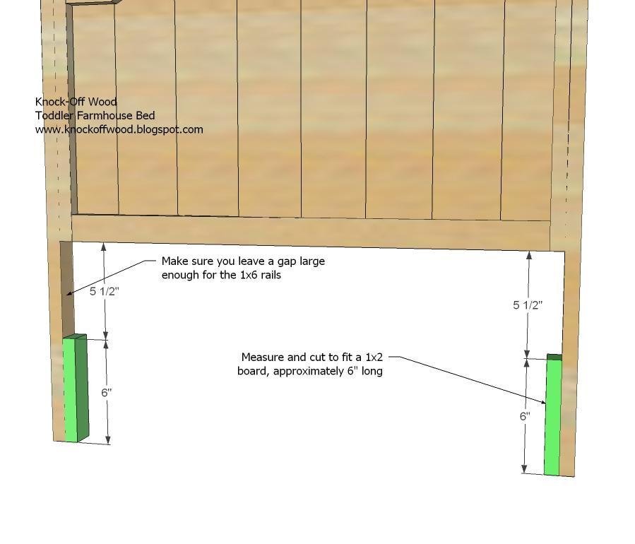 Toddler Farmhouse Bed Using Crib Mattress — step 6