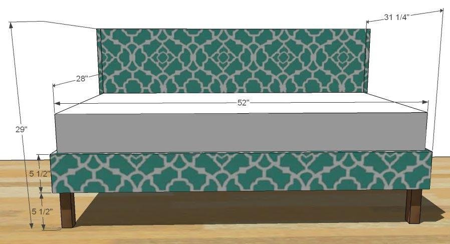 Toddler Upholstered Bed dimension diagram 1