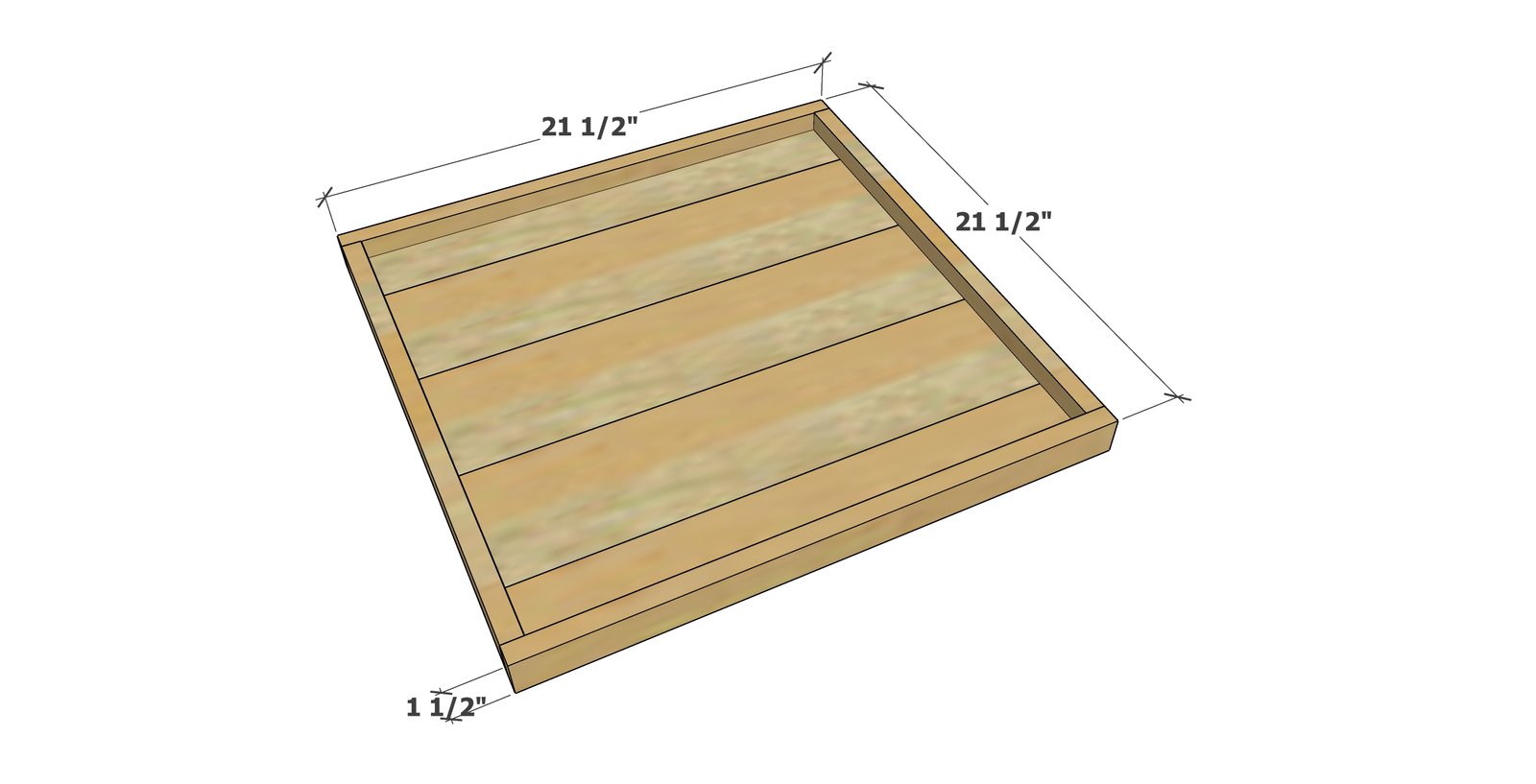 Tongue and Groove Ottoman Tray dimension diagram 1