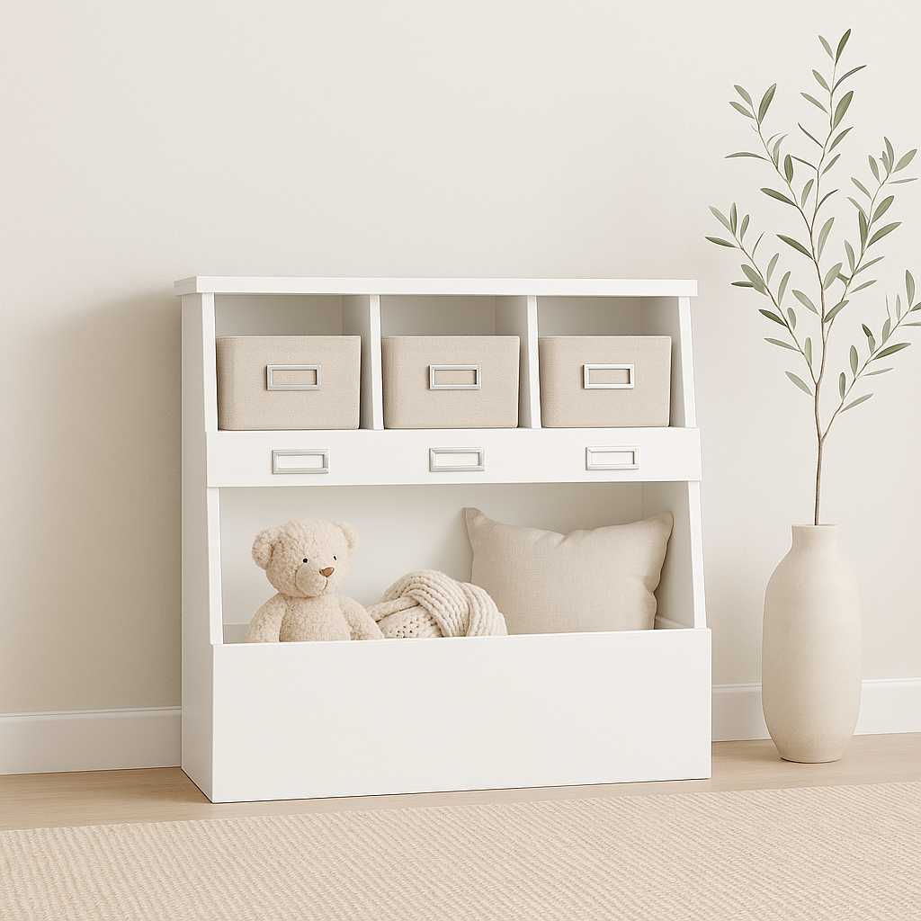 Toy Bin Box with Cubby Shelves