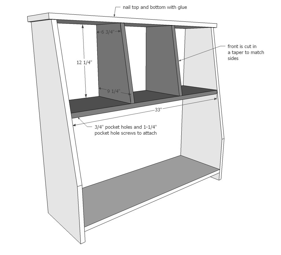 Toy Bin Box with Cubby Shelves — step 4